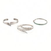 THREE 925 SILVER BANGLE BRACELETS
