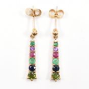 PAIR HALLMARKED 9CT GOLD & GEM SET EARRINGS