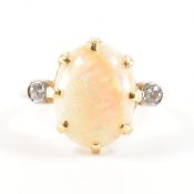 VINTAGE 18CT GOLD OPAL & DIAMOND DRESS RING