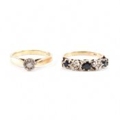 TWO HALLMARKED 9CT GOLD & DIAMOND RINGS