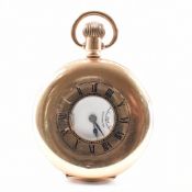 HERBERT WOLF LTD GOLD PLATED HALF HUNTER POCKET WATCH