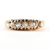 EDWARDIAN HALLMARKED 18CT GOLD & FIVE STONE DIAMOND RING
