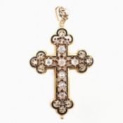 19TH CENTURY FRENCH GOLD & DIAMOND BOTTONÉE CRUCIFIX PENDANT