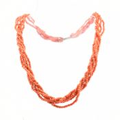VICTORIAN 5 STRAND CORAL NECKLACE