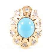 VINTAGE HIGH CARAT GOLD BLUE & WHITE STONE DRESS RING
