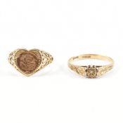 TWO HALLMARKED 9CT GOLD RINGS