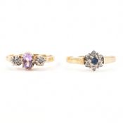 TWO HALLMARKED 9CT GOLD GEM SET RINGS