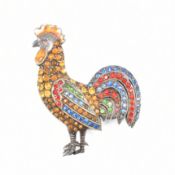 ART DECO SILVER & PASTE COCKEREL BROOCH