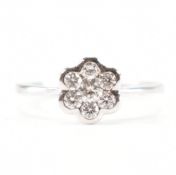 HALLMARKED 18CT WHITE GOLD & DIAMOND FLOWER HEAD RING