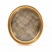 ANTIQUE GEORGIAN 18CT GOLD & HAIR WORK MOURNING RING