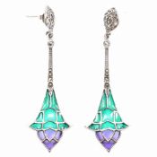 925 SILVER PLIQUE A JOUR & MARCASITE DROP EARRINGS
