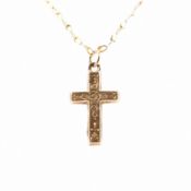 ANTIQUE HALLMARKED 9CT GOLD CROSS PENDANT & NECKLACE CHAIN