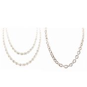 TWO 925 SILVER CHAIN NECKLACES