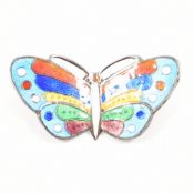 VINTAGE 925 STERLING SILVER ENAMELLED BUTTERFLY BROOCH PIN
