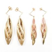 TWO PAIRS OF GOLD PENDANT EARRINGS