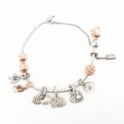 PANDORA SILVER & GOLD PLATED CHARM BRACELET