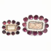 TWO 19TH CENTURY GARNET SET MOURNING LOCKETS