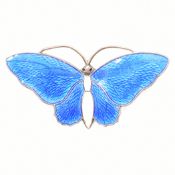 AKSEL HOLMSEN STERLING SILVER GUILLOCHE ENAMEL BUTTERFLY BROOCH PIN