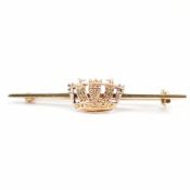 VINTAGE 9CT GOLD CROWN BAR BROOCH PIN