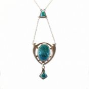 CHARLES HORNER HALLMARKED SILVER & ENAMEL PENDANT NECKLACE