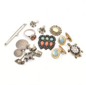 COLLECTION OF VINTAGE SILVER & COSTUME JEWELLERY