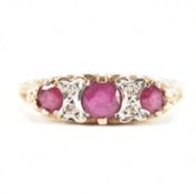 HALLMARKED 9CT GOLD RUBY & DIAMOND CLUSTER RING