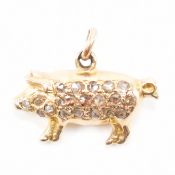VICTORIAN GOLD & DIAMOND PIG CHARM PENDANT