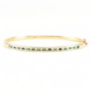 18CT GOLD DIAMOND & EMERALD BANGLE BRACELET