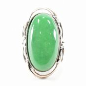 925 SILVER & JADE STYLE STONE SET RING