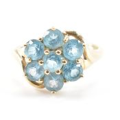 HALLMARKED 9CT GOLD & BLUE STONE CLUSTER RING