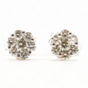 PAIR OF GOLD & DIAMOND CLUSTER EARRINGS