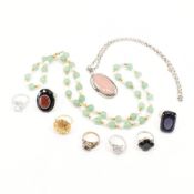 COLLECTION OF SILVER JEWELLERY - RINGS & NECKLACES