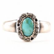 19TH CENTURY TURQUOISE & DIAMOND CLUSTER RING