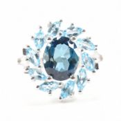 HALLMARKED 9CT WHITE GOLD & TOPAZ DRESS RING