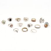 COLLECTION OF SILVER & WHITE METAL RINGS