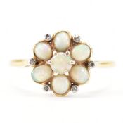 VINTAGE GOLD OPAL & DIAMOND CLUSTER RING