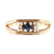 HALLMARKED 9CT GOLD SAPPHIRE & DIAMOND RING