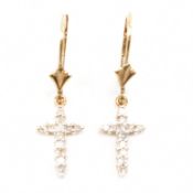 PAIR OF GOLD & DIAMOND PENDANT EARRINGS