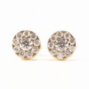 HALLMARKED 18CT GOLD & DIAMOND CLUSTER EARRINGS