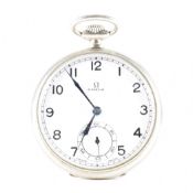 VINTAGE OMEGA WHITE METAL POCKET WATCH