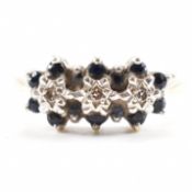 HALLMARKED 9CT GOLD SAPPHIRE & DIAMOND CLUSTER RING