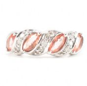 HALLMARKED 18CT GOLD PADPARADSCHA SAPPHIRE & DIAMOND RING