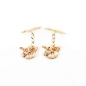 PAIR OF ANTIQUE EDWARDIAN GOLD & DIAMOND PELICAN CUFFLINKS