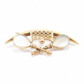 VICTORIAN 9CT GOLD & MOTHER OF PEARL TENNIS BROOCH