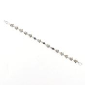 SILVER MARCASITE & SAPPHIRE FLOWER BRACELET