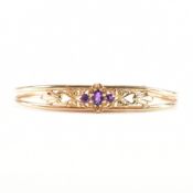 HALLMARKED 9CT GOLD & AMETHYST CUFF BANGLE