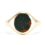 HALLMARKED 9CT GOLD BLOODSTONE SIGNET RING