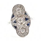 ART DECO DIAMOND & SAPPHIRE PANEL RING