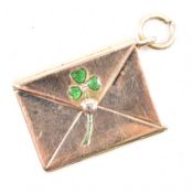 VINTAGE GOLD DIAMOND & ENAMEL ENVELOPE CHARM