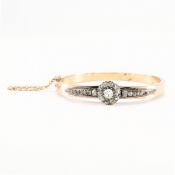 FRENCH 18CT GOLD & DIAMOND CLUSTER BANGLE BRACELET.